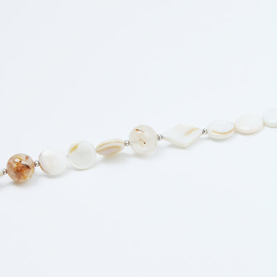 Bubbles from Ocean 天然石 ネックレス マザーオブパール バイオタイトインクォーツ シルバー