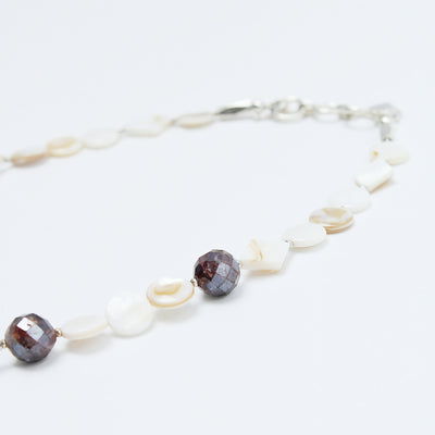 Bubbles from Ocean 天然石 ネックレス マザーオブパール レッドガーネット シルバー