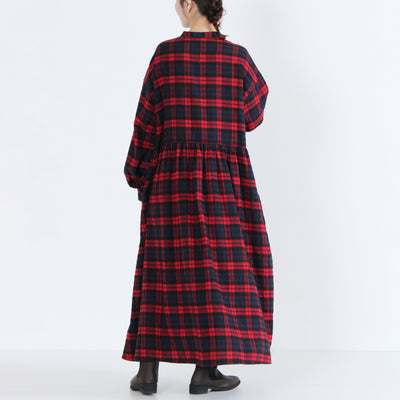 綿100% ギャザーワンピース 起毛チェック使用