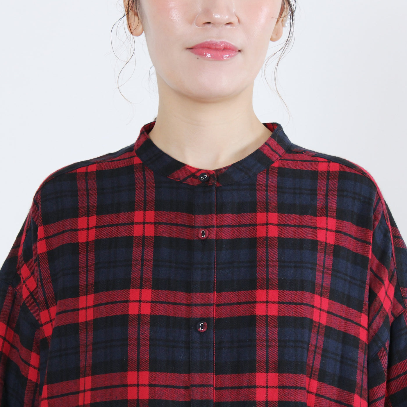 綿100% ギャザーワンピース 起毛チェック使用