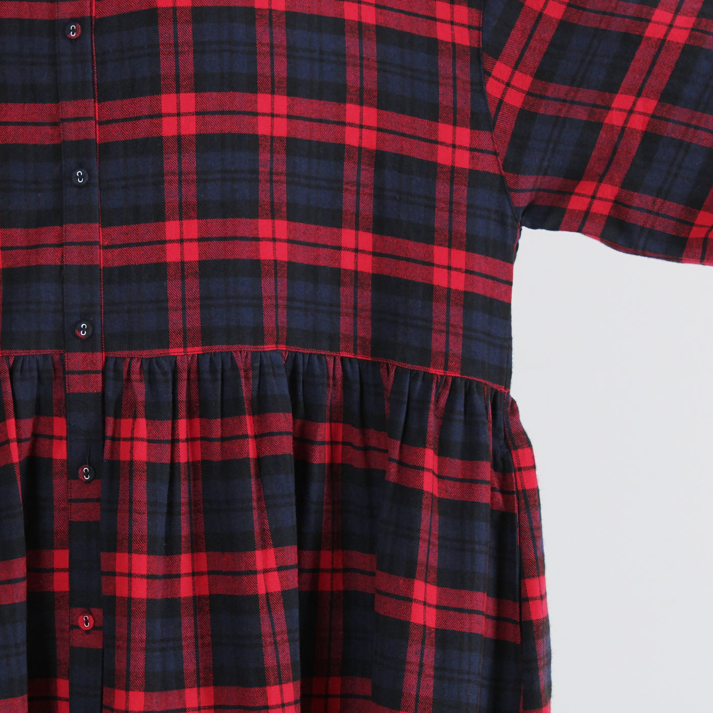 綿100% ギャザーワンピース 起毛チェック使用