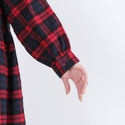 綿100% ギャザーワンピース 起毛チェック使用