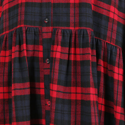 綿100% ギャザーワンピース 起毛チェック使用