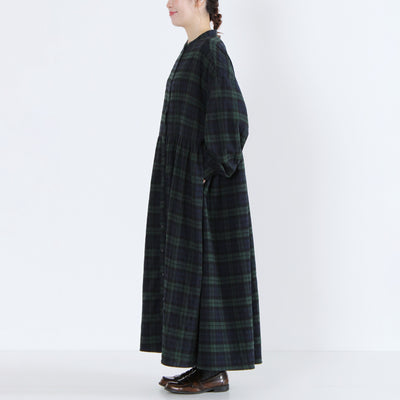 綿100% ギャザーワンピース 起毛チェック使用