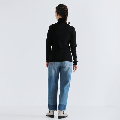 綿カシミヤ混 無地タートルニットプルオーバー