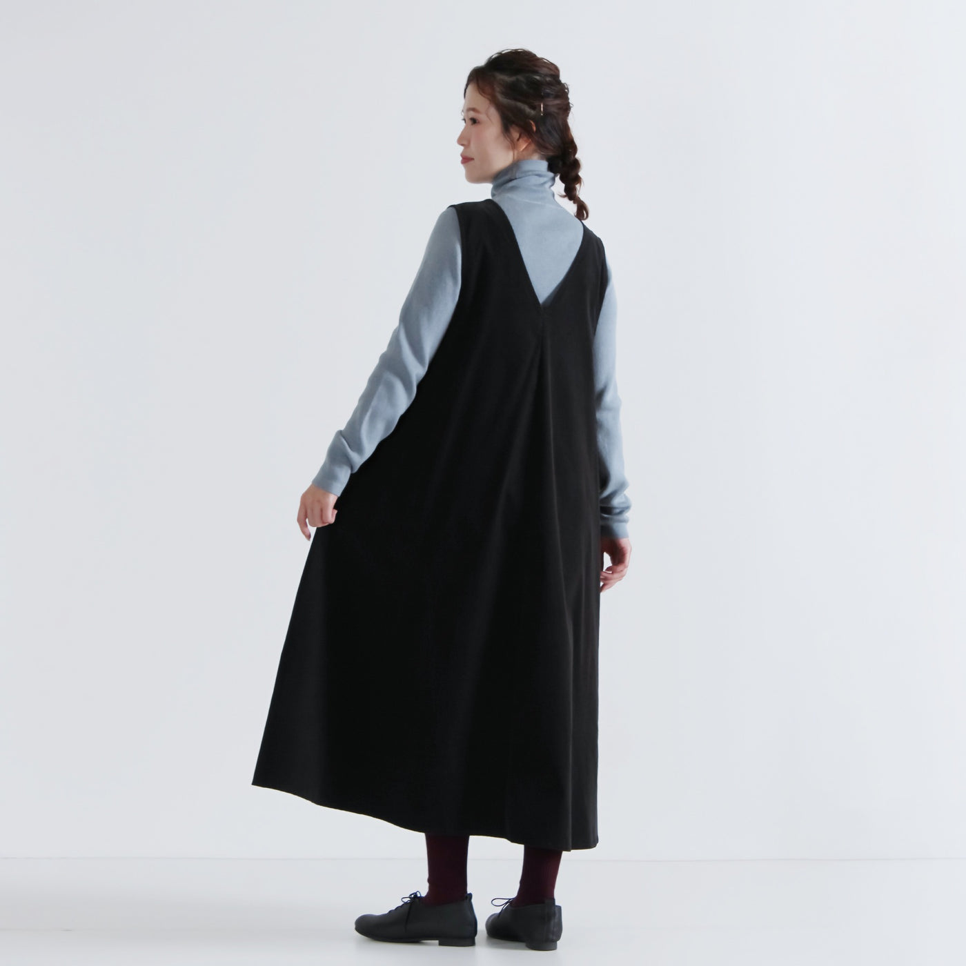 綿カシミヤ混 無地タートルニットプルオーバー