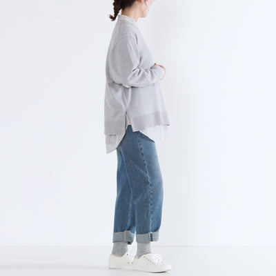 綿カシミヤ混 クルーネックプルオーバー ハイゲージ天竺使用