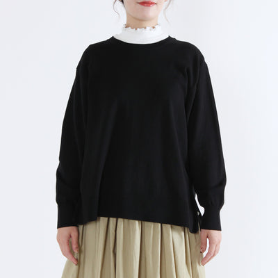 綿カシミヤ混 クルーネックプルオーバー ハイゲージ天竺使用