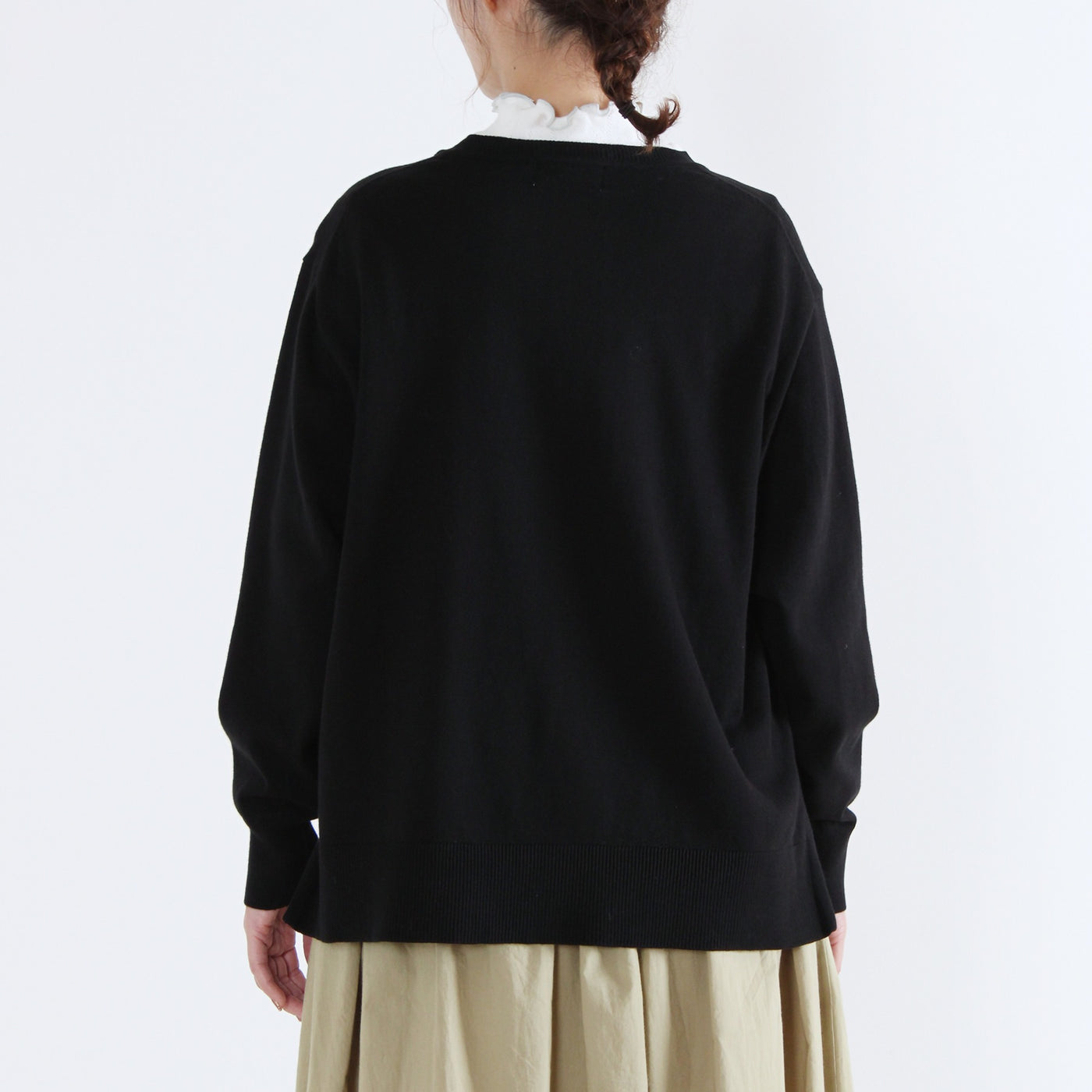 綿カシミヤ混 クルーネックプルオーバー ハイゲージ天竺使用