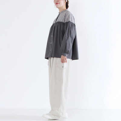日本製 綿100% LIBERTY ゴムシャーリング切り替えブラウス コットンタナローン使用