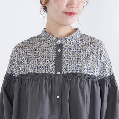 日本製 綿100% LIBERTY ゴムシャーリング切り替えブラウス コットンタナローン使用