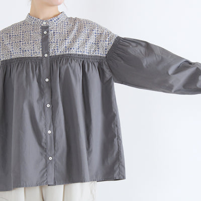 日本製 綿100% LIBERTY ゴムシャーリング切り替えブラウス コットンタナローン使用