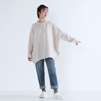 麻100% コクーンシャツ 強撚リネン使用