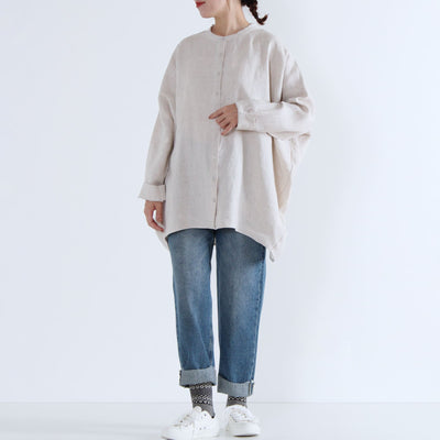 麻100% コクーンシャツ 強撚リネン使用