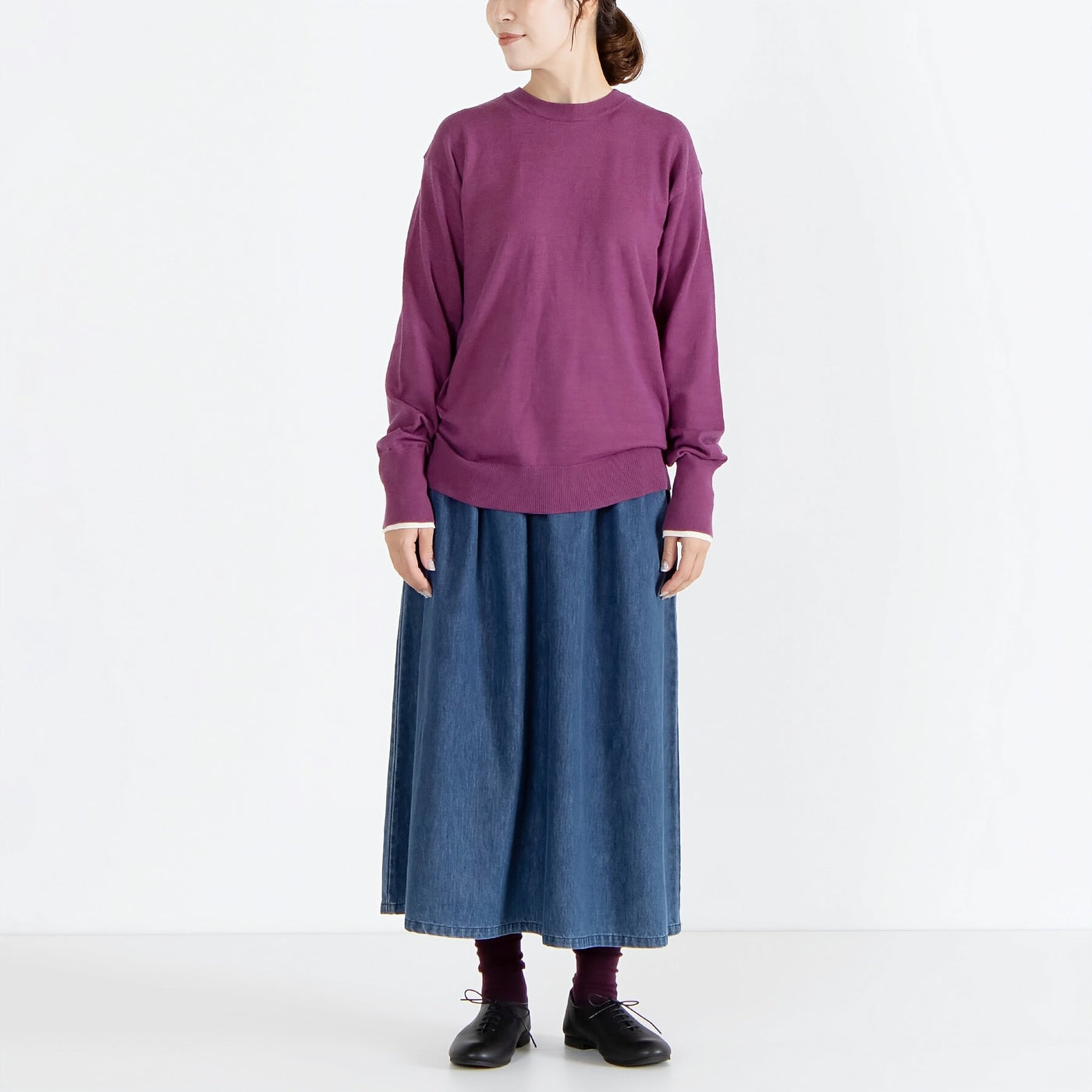 カシミヤタッチ レイヤードスリーブニット