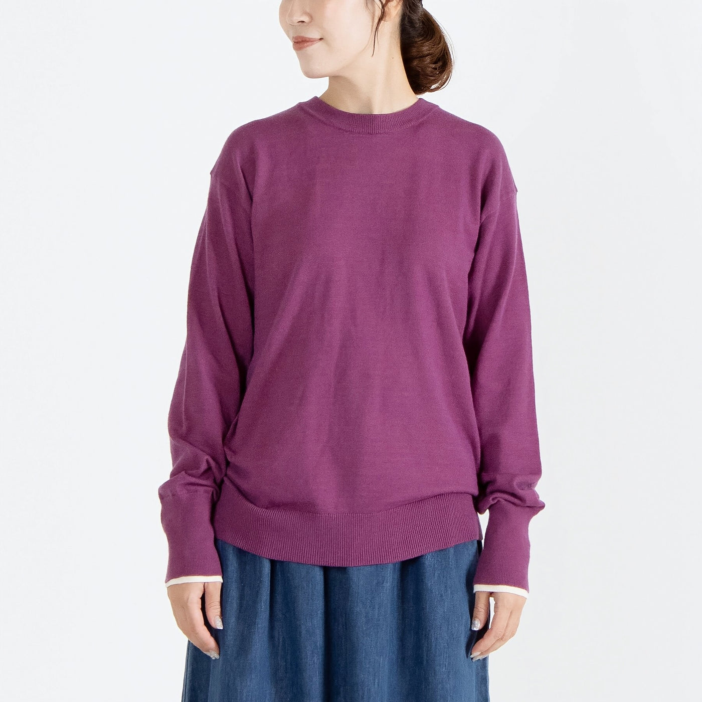 カシミヤタッチ レイヤードスリーブニット