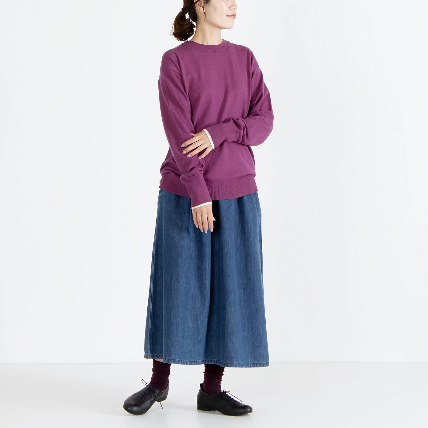 カシミヤタッチ レイヤードスリーブニット