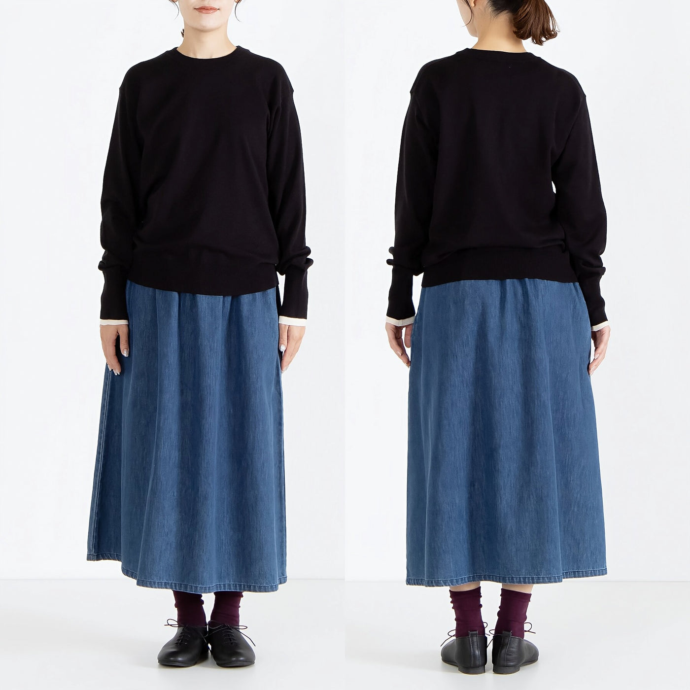 カシミヤタッチ レイヤードスリーブニット