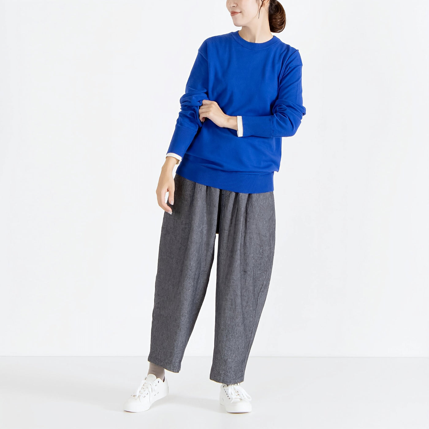カシミヤタッチ レイヤードスリーブニット