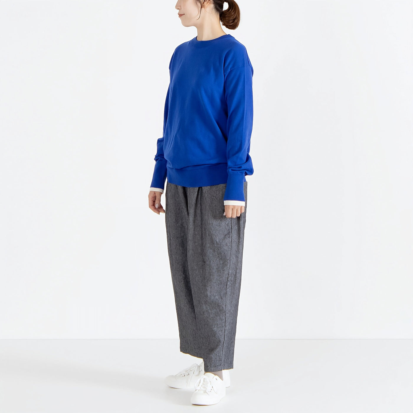 カシミヤタッチ レイヤードスリーブニット
