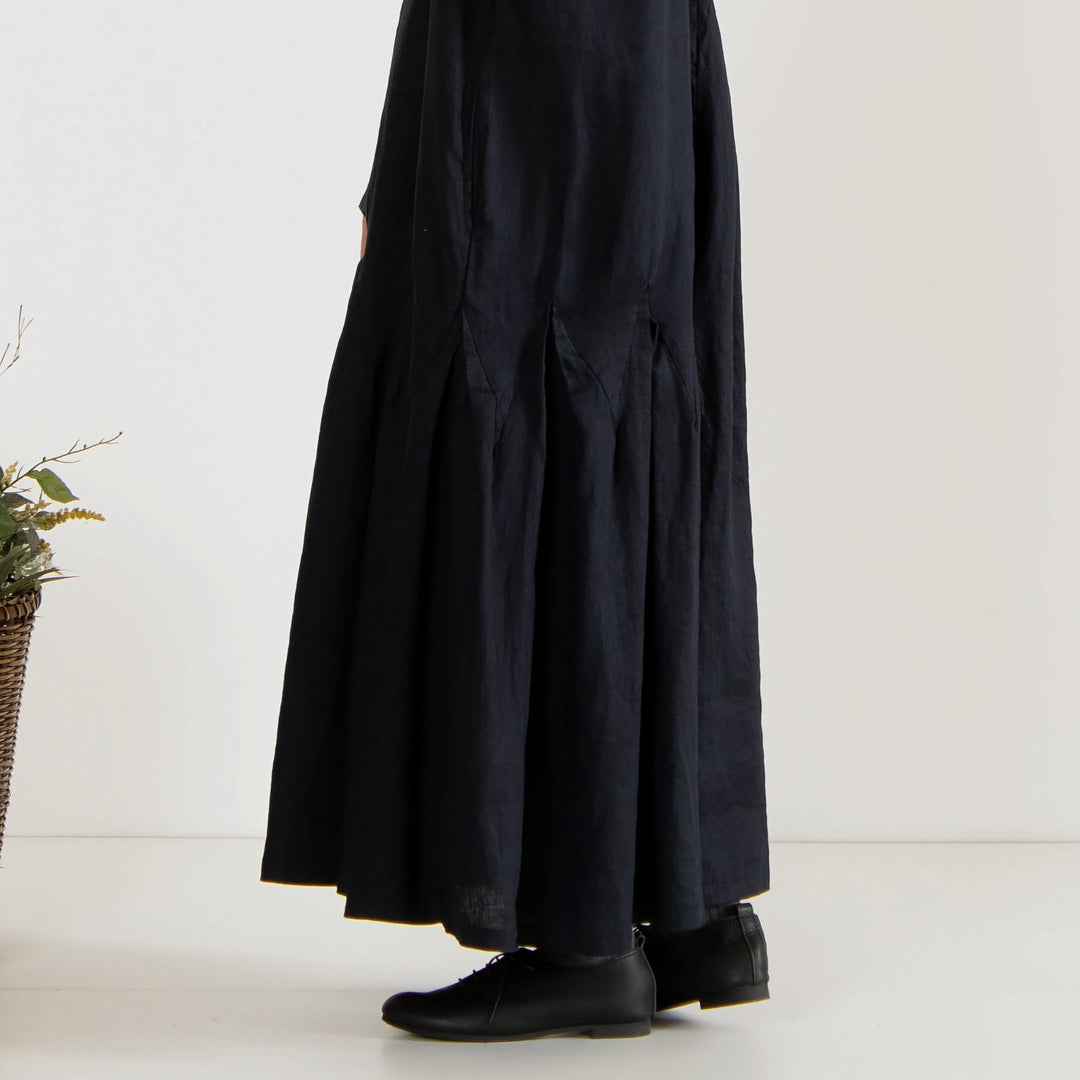 ★08Mab★9番手リネンアシンメトリー 重ねワンピ【charcoal】 ☆08Mab☆9番手リネンアシンメトリー 重ねワンピ【charcoal】