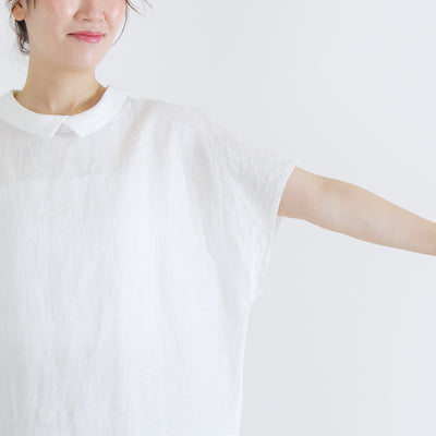 麻100% 前後着衿つきブラウス 14番手リネン使用