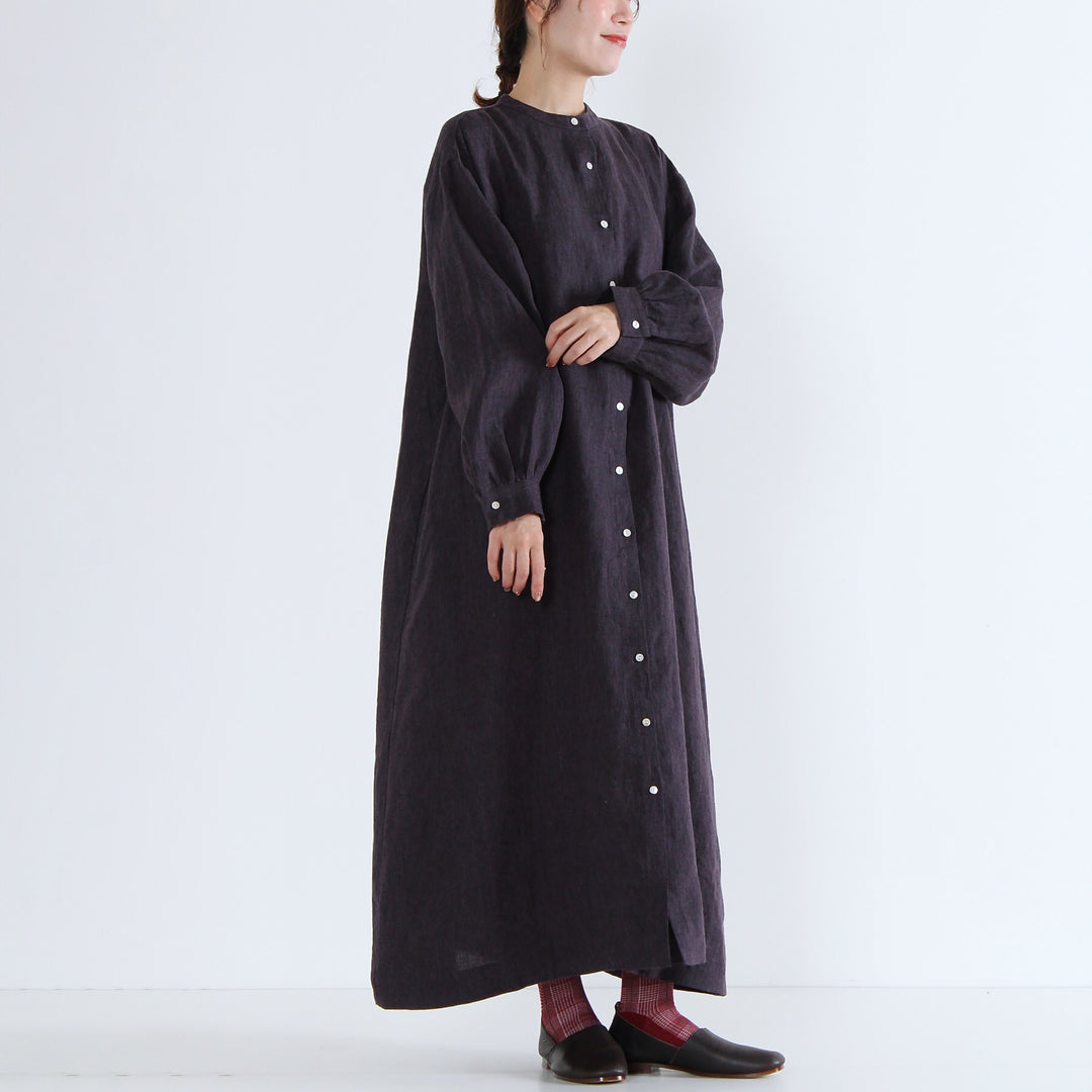 売約済み　専用　新品　マジョマジョ　麻100% ストライプ ロング ワンピース バストクロス ロングワンピース マーメイドライン[品番