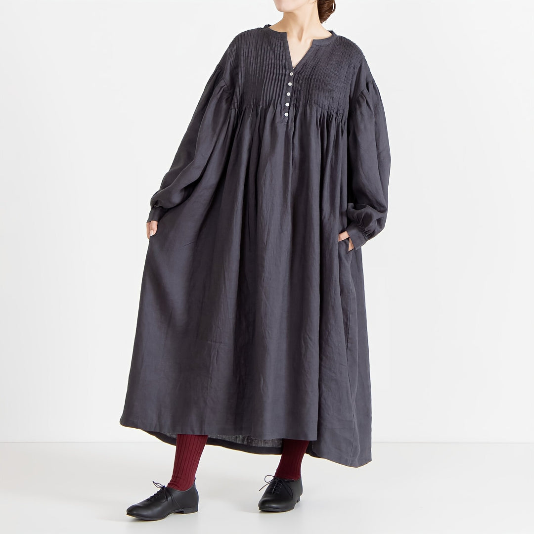 08 Mab ゼロハチマブ 麻100% 14番手リネン ピンタックワンピース