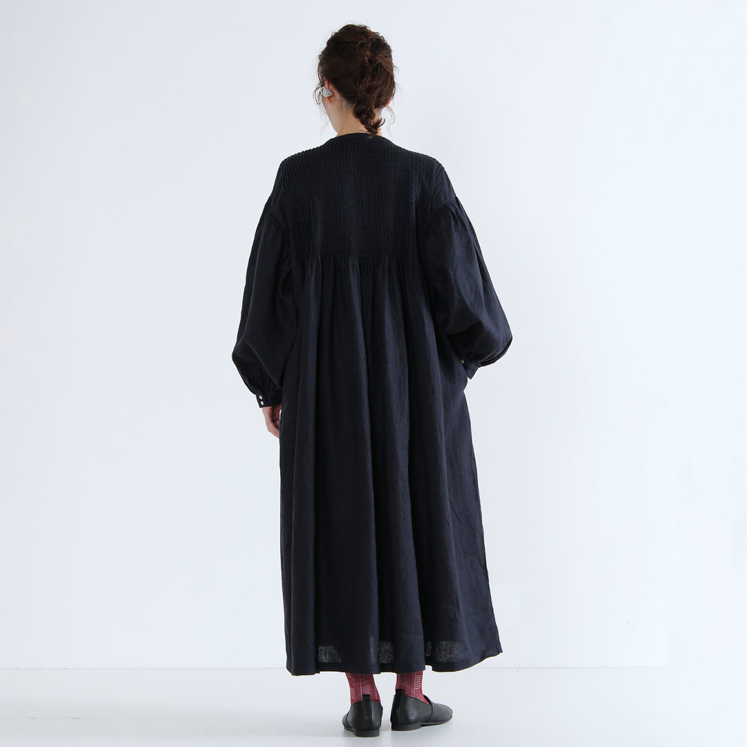 08 Mab ゼロハチマブ 麻100% 14番手リネン ピンタックワンピース