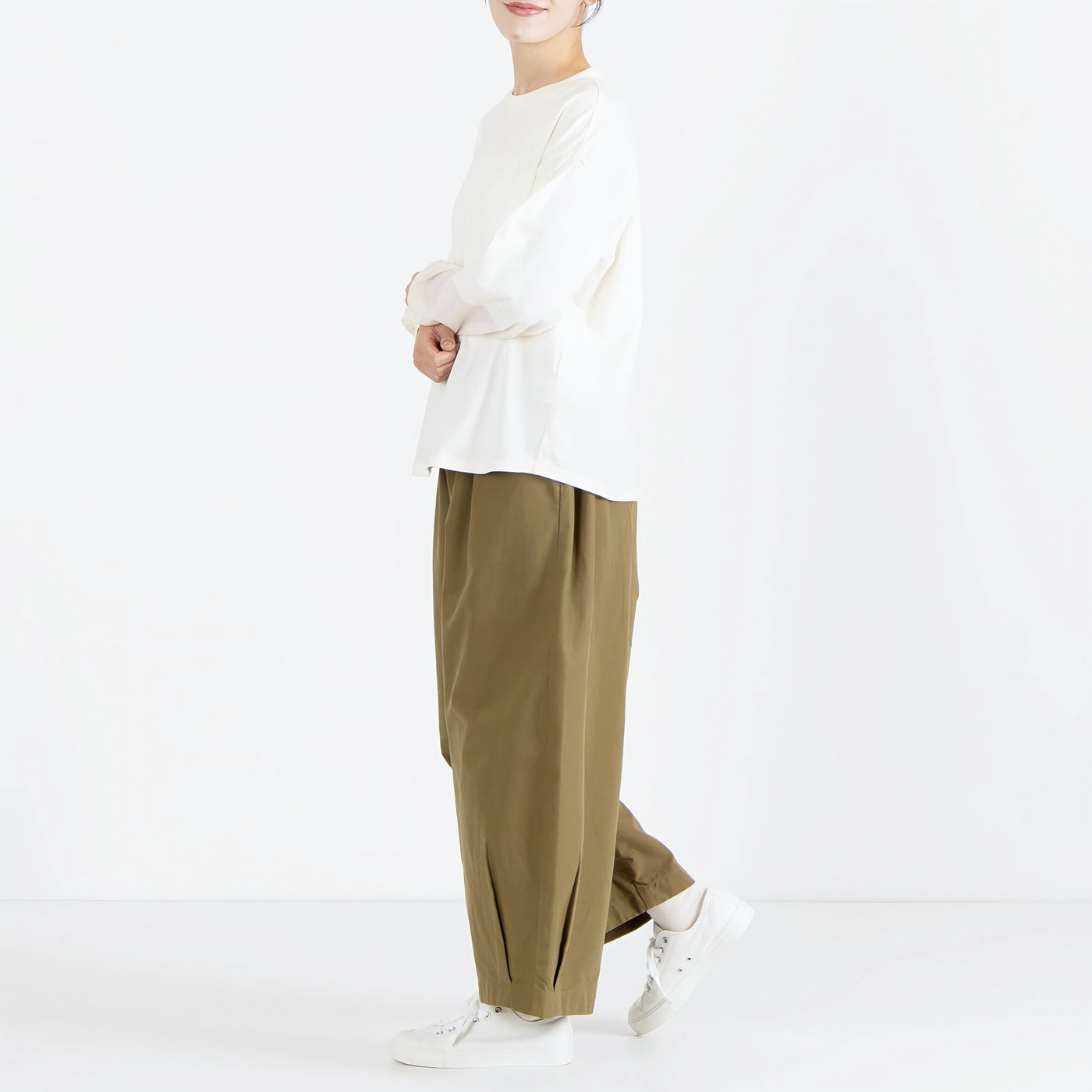 日本製 綿100% シフォンスリーブプルオーバー