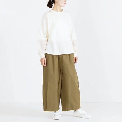 日本製 綿100% シフォンスリーブプルオーバー