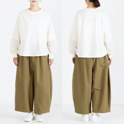 日本製 綿100% シフォンスリーブプルオーバー