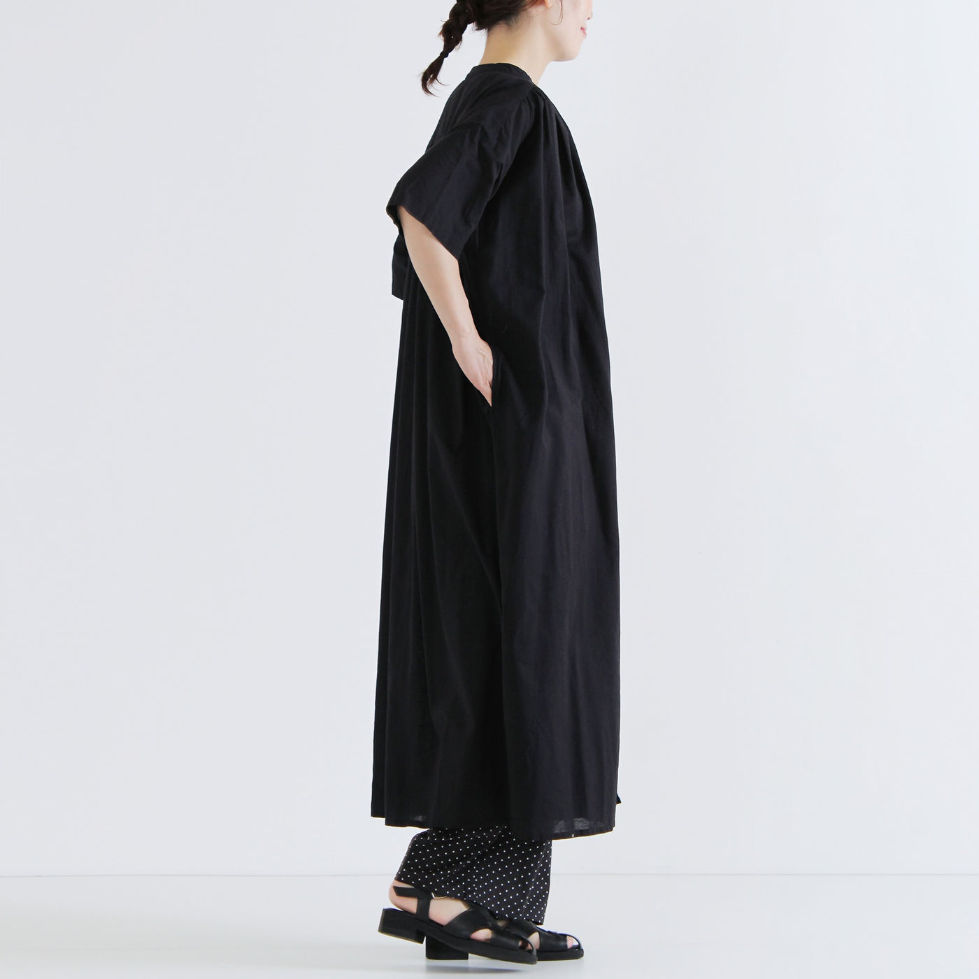 綿100% ドットドロストパンツ コットンプリント生地使用