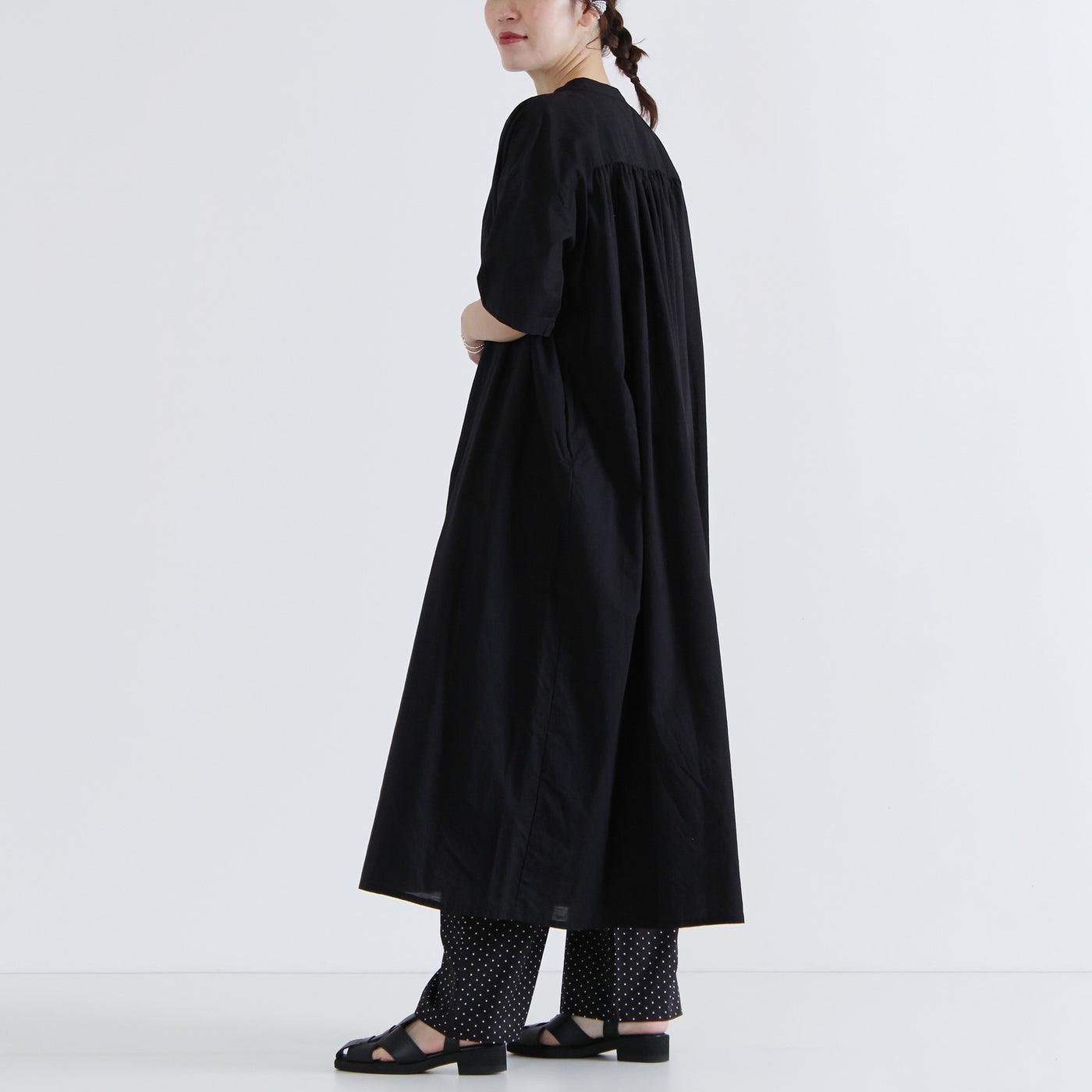 綿100% ドットドロストパンツ コットンプリント生地使用