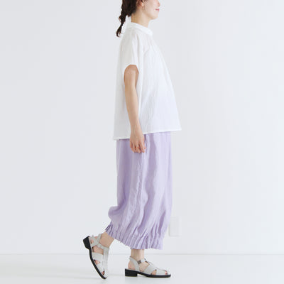 麻100% 裾ピンタックワイドパンツ 裏地付き 14番手リネン使用