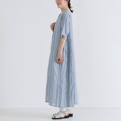 綿麻混 サイドプリーツワンピース コットンリネンローン使用