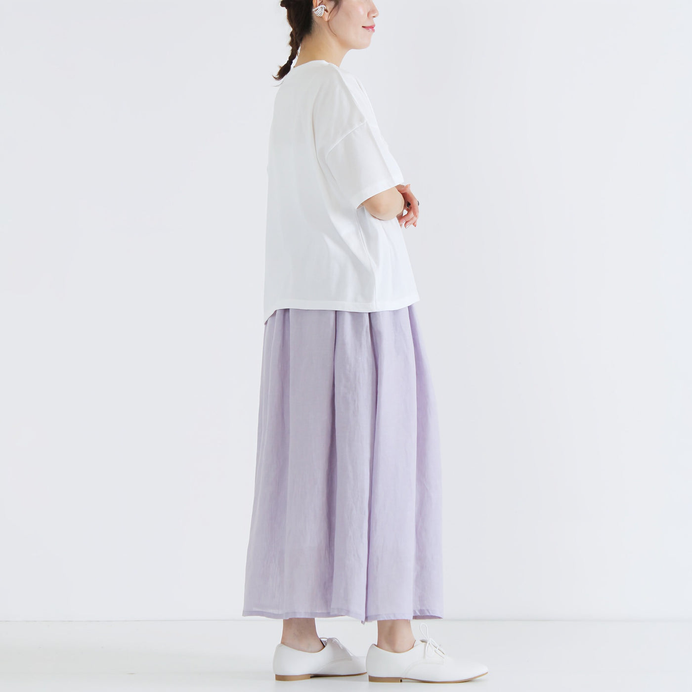 日本製 綿100% フリルTシャツ ナチュラルコットン天竺使用