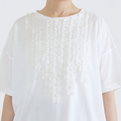 日本製 綿100% フリルTシャツ ナチュラルコットン天竺使用