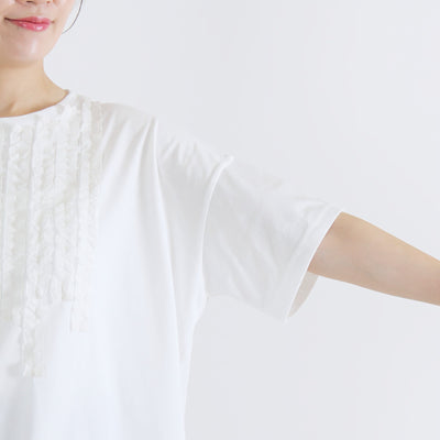 日本製 綿100% フリルTシャツ ナチュラルコットン天竺使用
