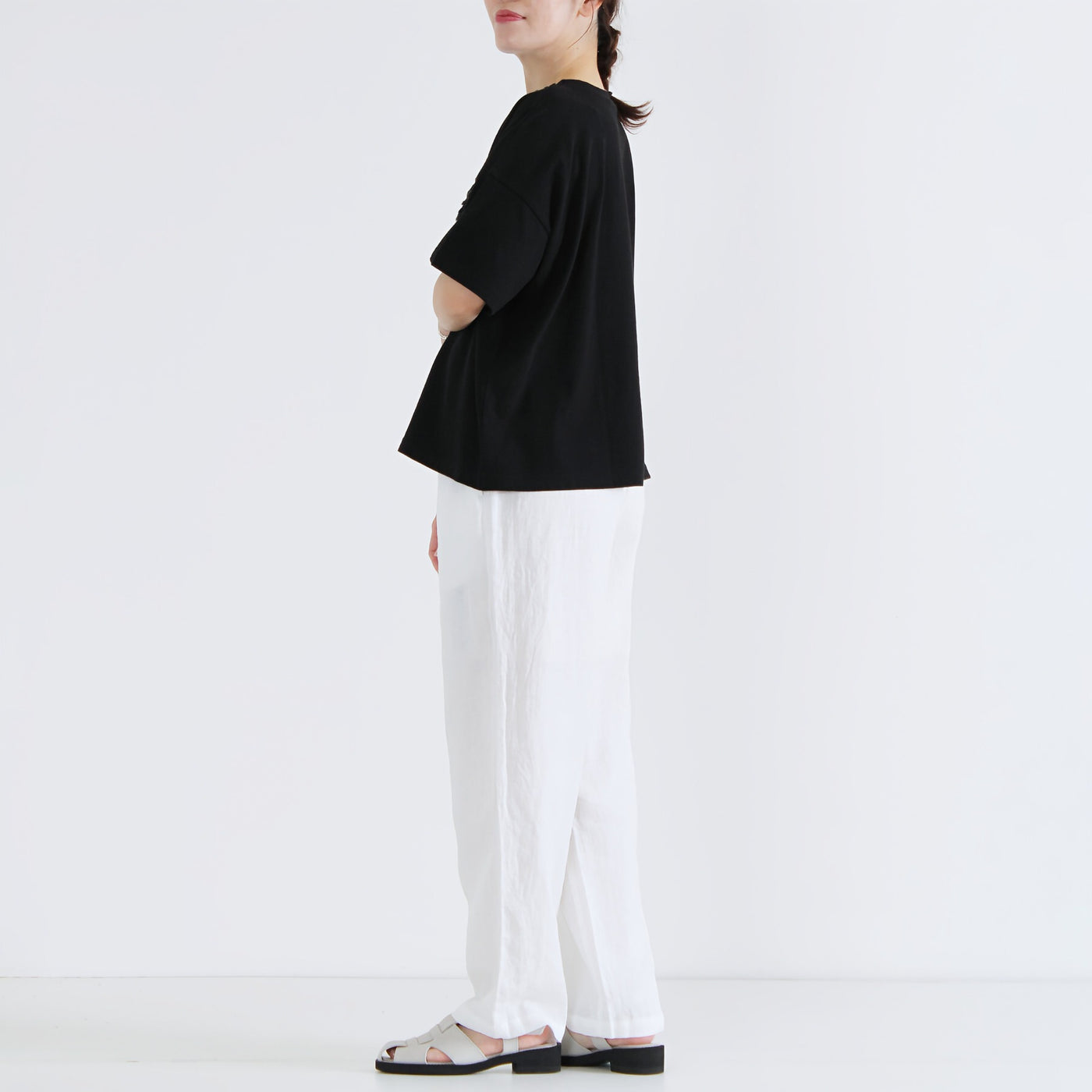 日本製 綿100% フリルTシャツ ナチュラルコットン天竺使用