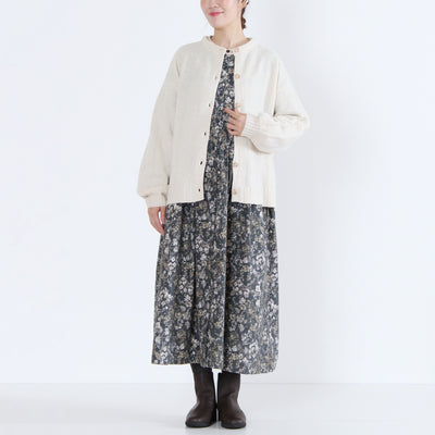 ラムウール混 ストライプ柄 ニットカーディガン