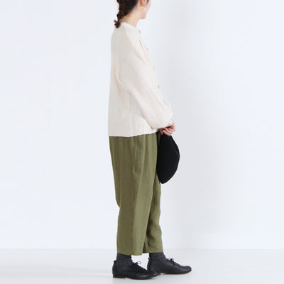 ラムウール混 ストライプ柄 ニットカーディガン