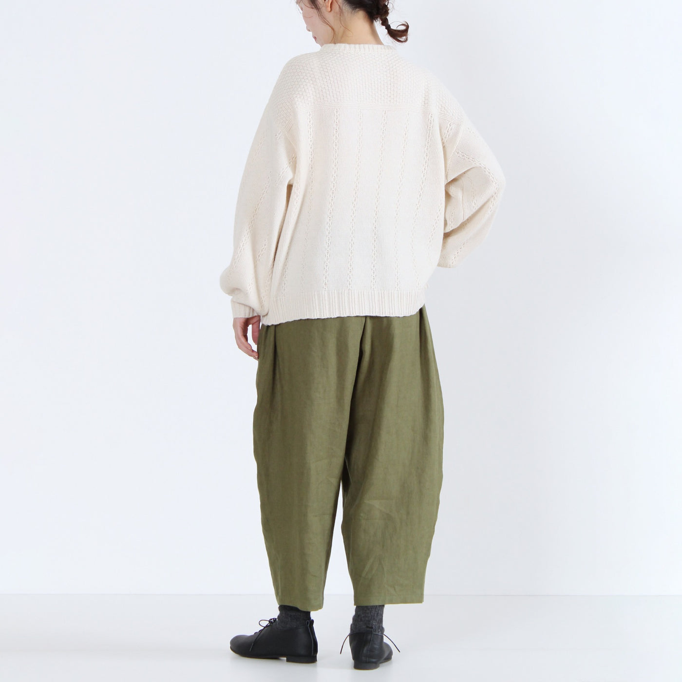 ラムウール混 ストライプ柄 ニットカーディガン