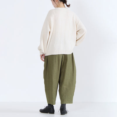 ラムウール混 ストライプ柄 ニットカーディガン