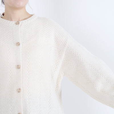 ラムウール混 ストライプ柄 ニットカーディガン