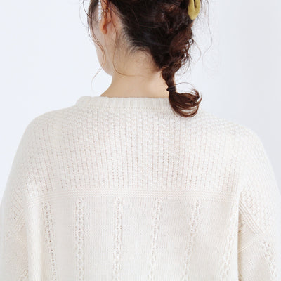 ラムウール混 ストライプ柄 ニットカーディガン