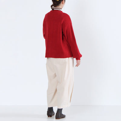 ラムウール混 ストライプ柄 ニットカーディガン