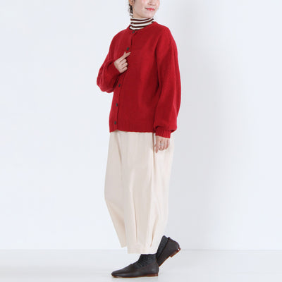 ラムウール混 ストライプ柄 ニットカーディガン