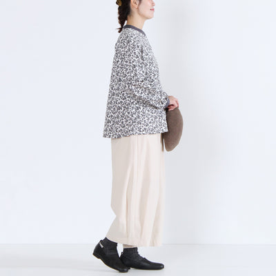 日本製 綿100% バンドカラーブラウス 細畝コーデュロイ使用