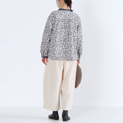 日本製 綿100% バンドカラーブラウス 細畝コーデュロイ使用